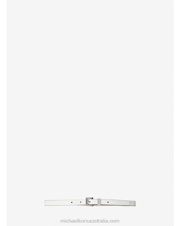 Unisex Optic White 4T06F3907 Collection Leather Waist Belt Michael Kors
