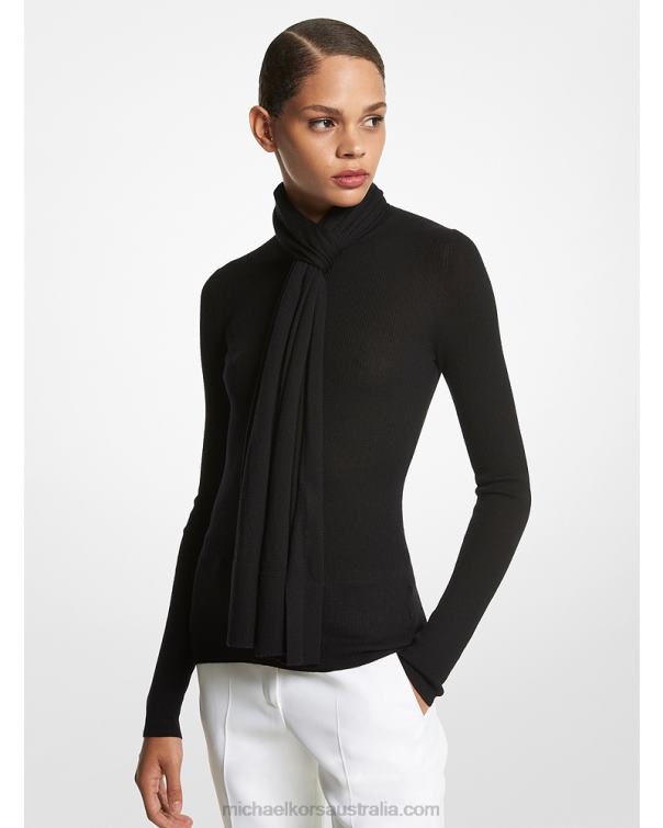 Unisex Black 4T06F3396 Collection Cashmere Scarf Michael Kors