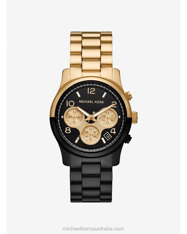 Unisex Black/Gold 4T06F3961 Runway Watch Michael Kors