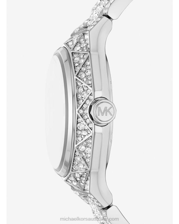 Unisex Silver 4T06F3980 Oversized Raquel Pave Watch Michael Kors