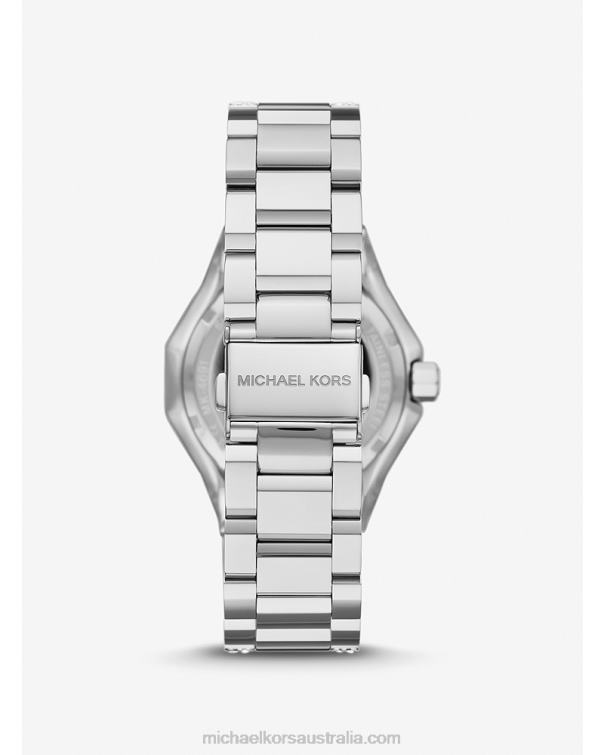 Unisex Silver 4T06F3980 Oversized Raquel Pave Watch Michael Kors