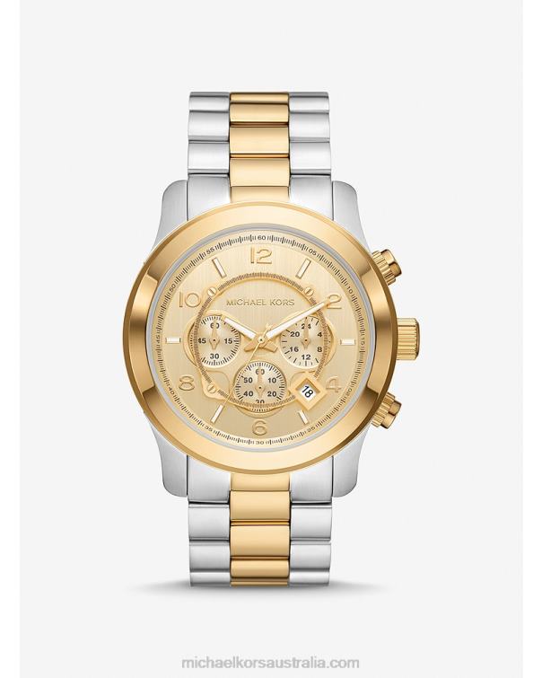 Unisex Two Tone 4T06F3964 Oversized Runway Watch Michael Kors