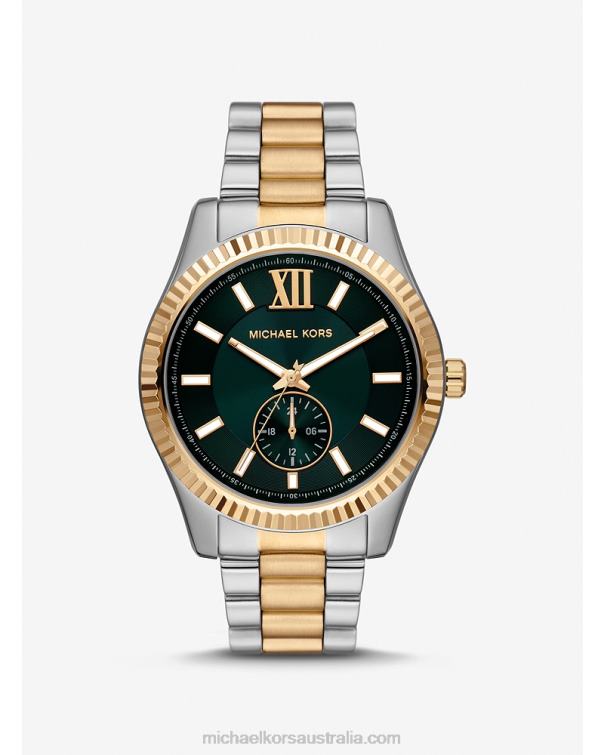 Unisex Two Tone 4T06F3975 Lexington Oversized Watch Michael Kors