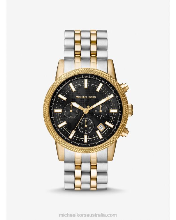 Unisex Two Tone 4T06F3978 Oversized Hutton Watch Michael Kors