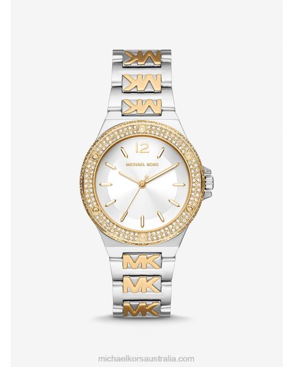 Unisex Two Tone 4T06F4019 Lennox PaveLogo Watch Michael Kors