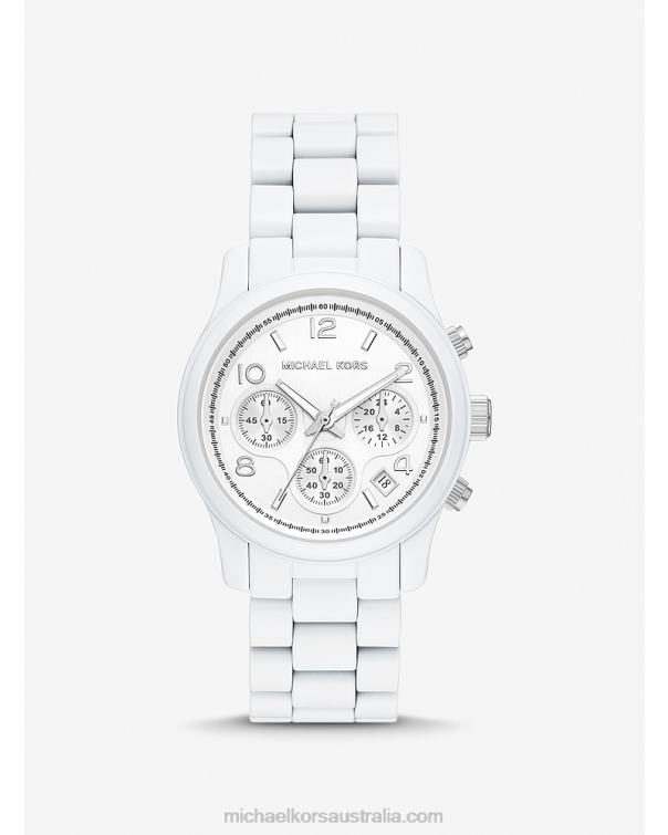 Unisex White 4T06F3960 Slim RunwayWatch Michael Kors