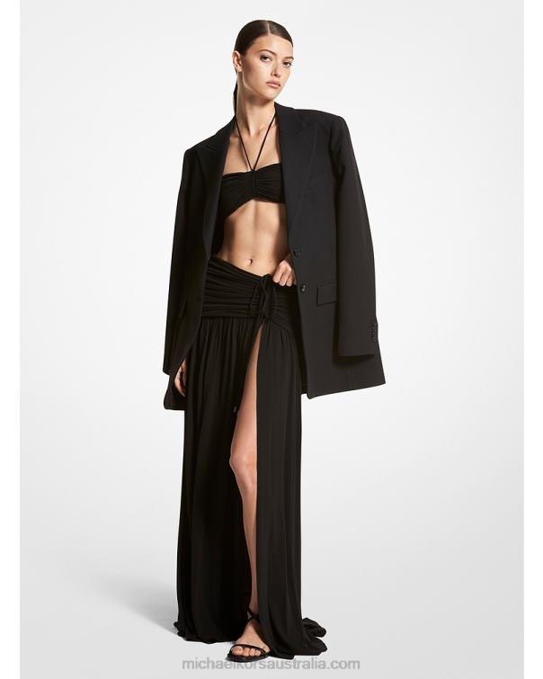 Unisex Black 4T06F3498 Collection Double Crepe Sable Boyfriend Blazer Michael Kors