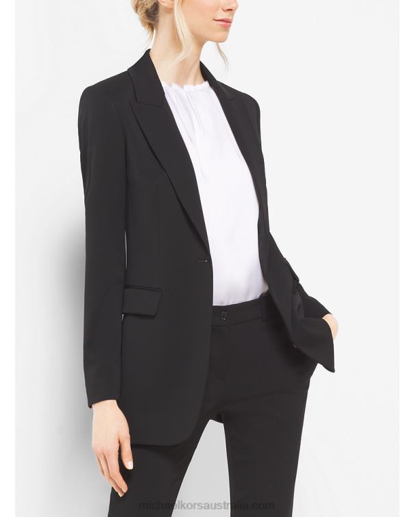 Unisex Black 4T06F3686 Collection Stretch-Wool Blazer Michael Kors