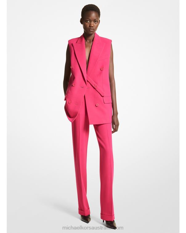 Unisex Fuschia 4T06F3760 Collection Wool Gabardine Sleeveless Blazer Michael Kors