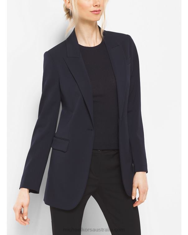 Unisex Navy 4T06F3688 Collection Stretch-Wool Blazer Michael Kors