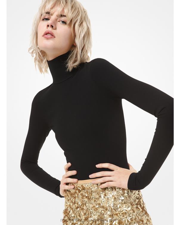 Unisex Black 4T06F3689 Collection Stretch-Viscose Turtleneck Bodysuit Michael Kors