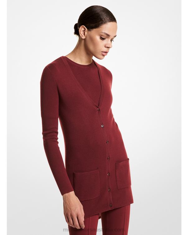 Unisex Burgundy 4T06F3682 Collection Bette Cashmere Cardigan Michael Kors