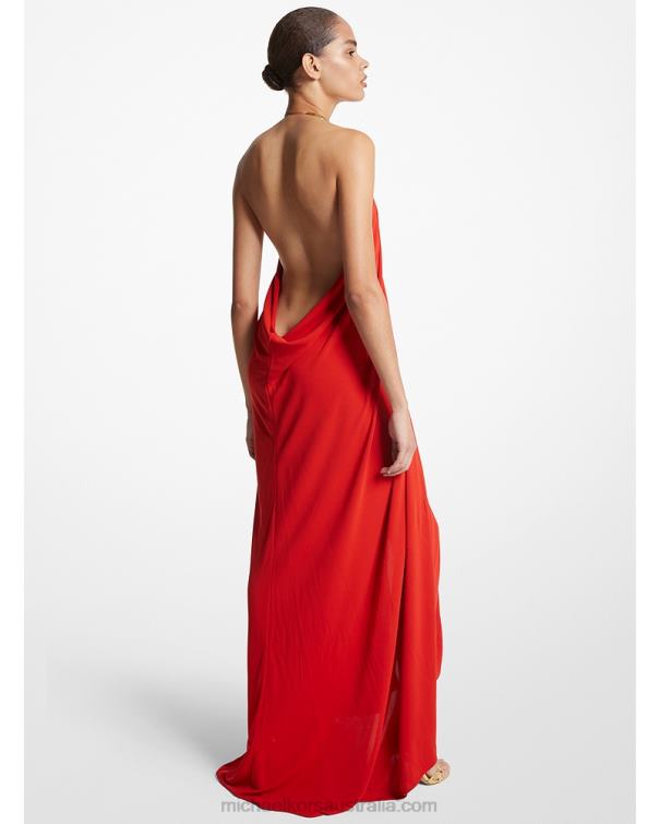 Unisex Poppy 4T06F3473 Collection Crepe Jersey Necklace Gown Michael Kors