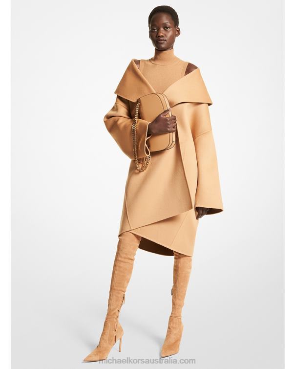 Unisex Camel 4T06F3598 Collection Double Faced Wool Melton Clutch Coat Michael Kors