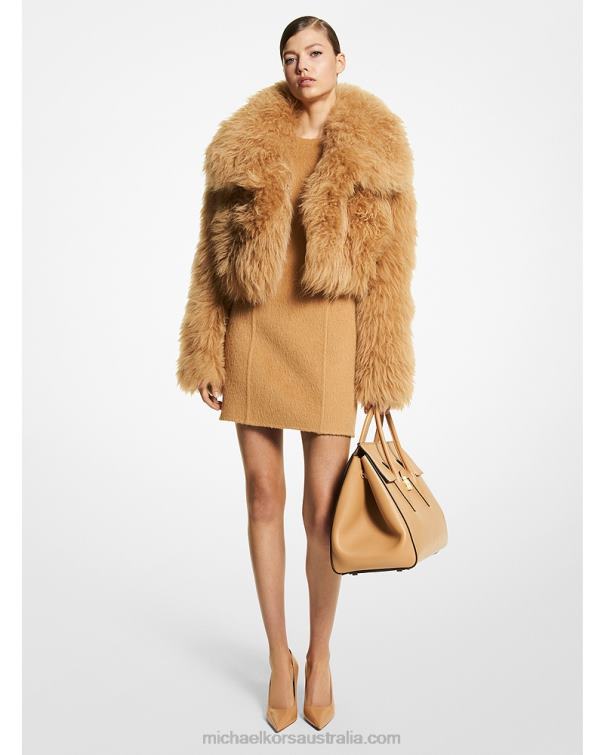 Unisex Camel 4T06F3629 Collection Knitted Shearling Bolero Michael Kors