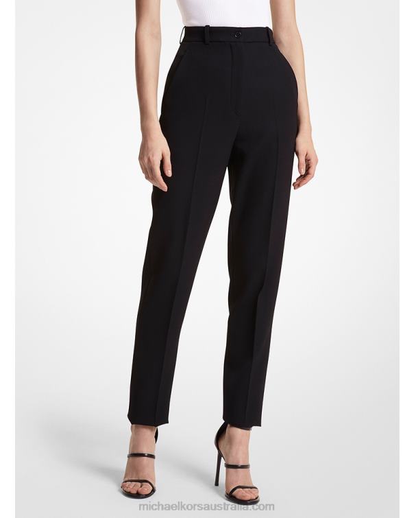 Unisex Black 4T06F3602 Collection Samantha Wool Gabardine High-Waisted Pants Michael Kors