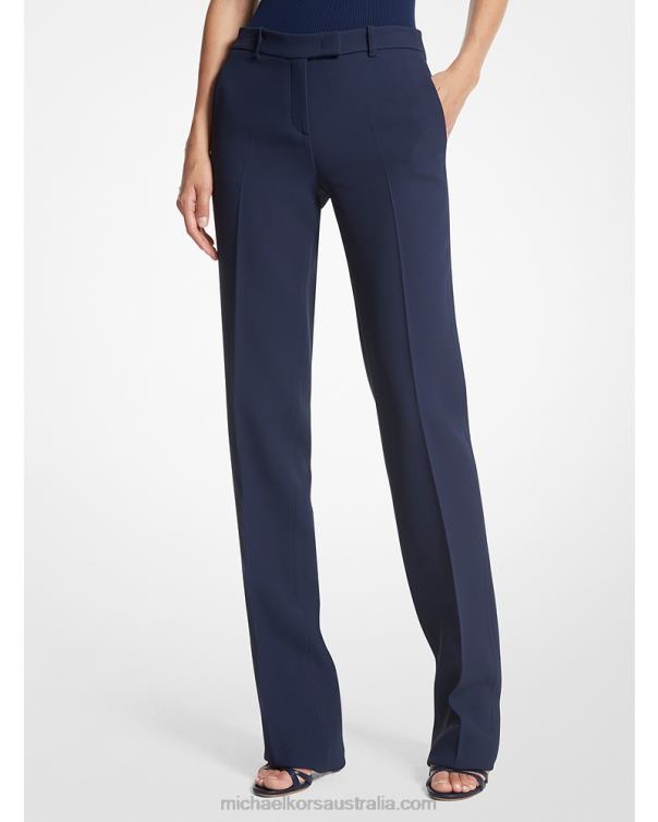 Unisex Navy 4T06F3579 Collection Carolyn Double Crepe Sable Trousers Michael Kors