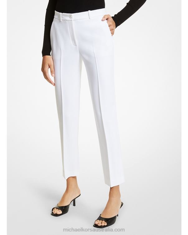 Unisex Optic White 4T06F3657 Collection Samantha Double Crepe Sable Pants Michael Kors