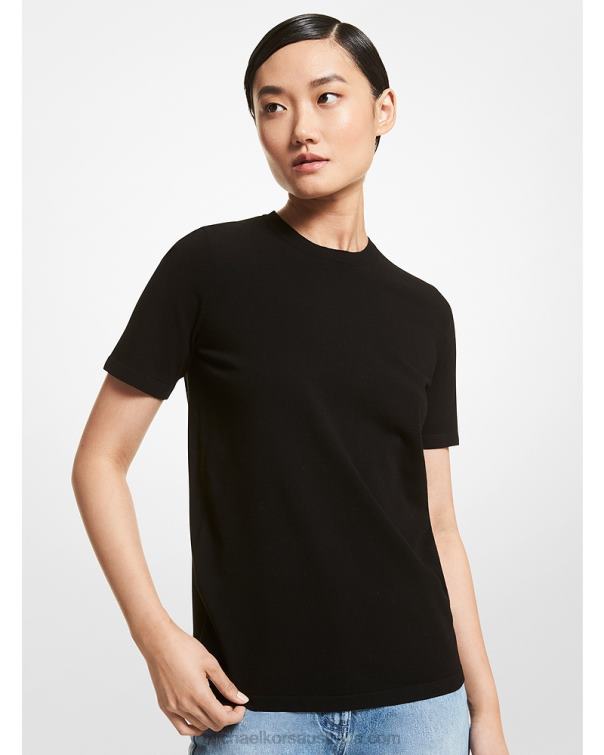 Unisex Black 4T06F3673 Collection Stretch Viscose T-Shirt Michael Kors