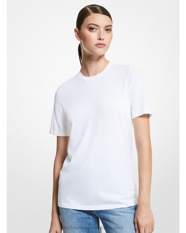 Unisex Optic White 4T06F3671 Collection Stretch Viscose T-Shirt Michael Kors