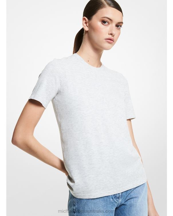 Unisex Pearl Grey 4T06F3672 Collection Stretch Viscose T-Shirt Michael Kors