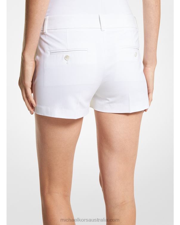 Unisex Optic White 4T06F3472 Collection Samantha Stretch Cotton Shorts Michael Kors