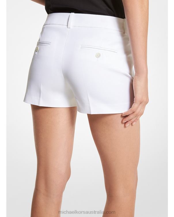 Unisex Optic White 4T06F3472 Collection Samantha Stretch Cotton Shorts Michael Kors