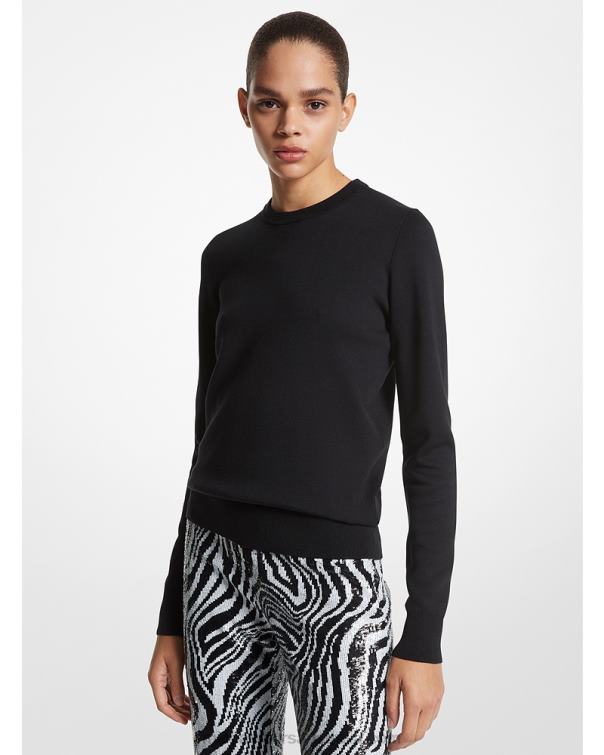 Unisex Black 4T06F3520 Collection Silk Crewneck Sweater Michael Kors