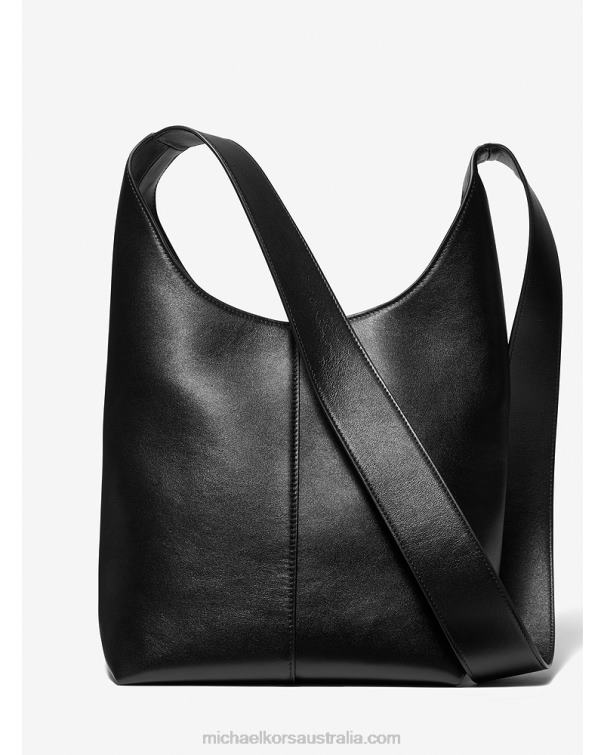 Unisex Black 4T06F3768 Collection Dede Medium Leather Hobo Bag Michael Kors