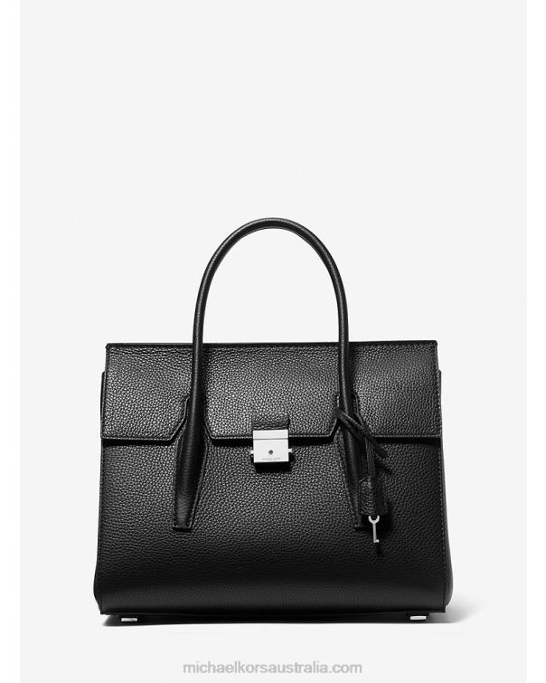 Unisex Black 4T06F3794 Collection Campbell Medium Pebbled Leather Satchel Michael Kors