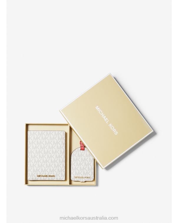 Unisex Chili Multi 4T06F3942 Logo Passport Case and Luggage Tag Gift Set Michael Kors