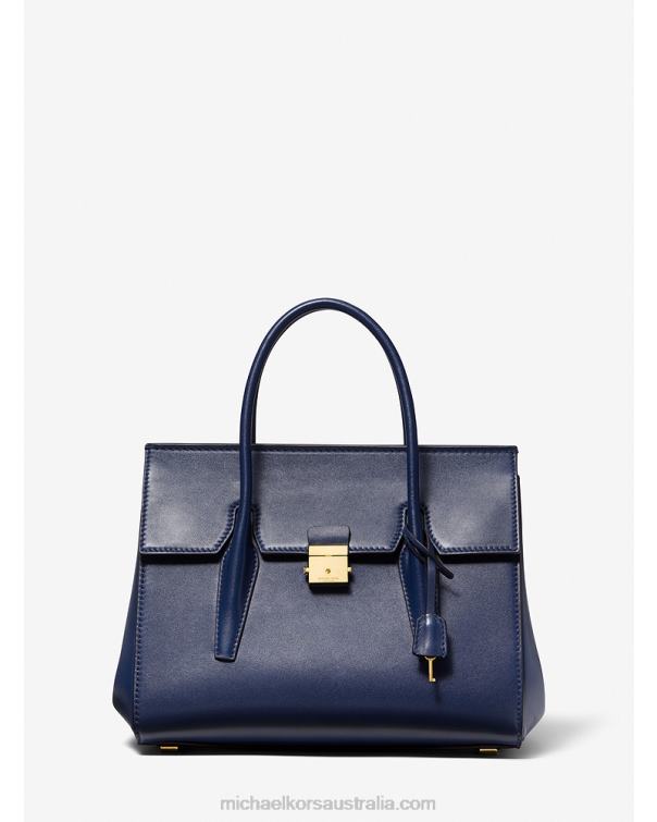 Unisex Navy 4T06F3790 Collection Campbell Medium Leather Satchel Michael Kors