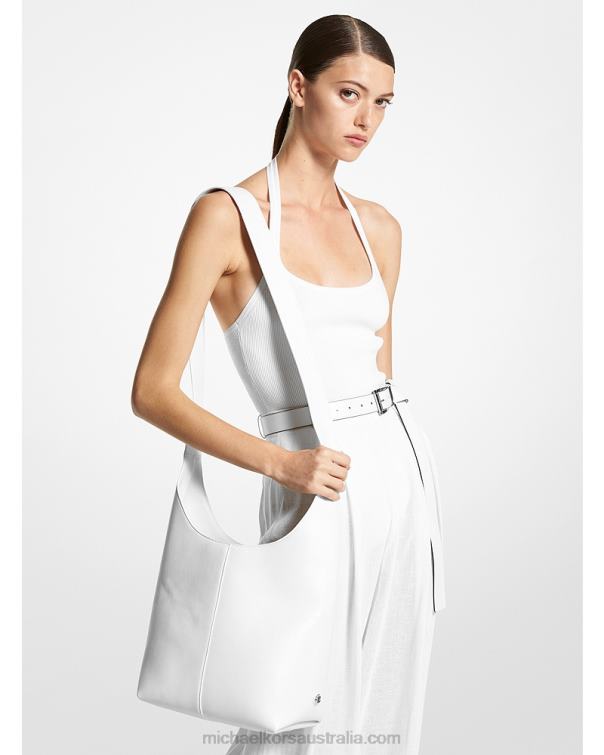 Unisex Optic White 4T06F3767 Collection Dede Medium Leather Hobo Bag Michael Kors