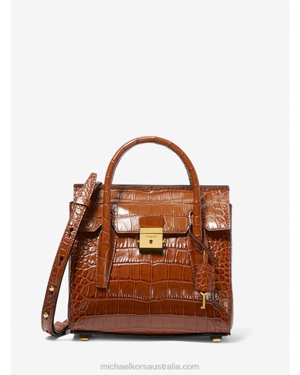 Unisex Vicuna 4T06F3800 Collection Campbell Mini Crocodile Embossed Leather Satchel Michael Kors