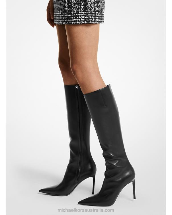 Unisex Black 4T06F3839 Collection Tatjana Leather Boots Michael Kors