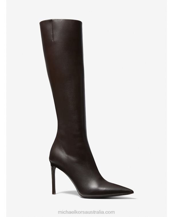 Unisex Chocolate 4T06F3840 Collection Tatjana Leather Boots Michael Kors