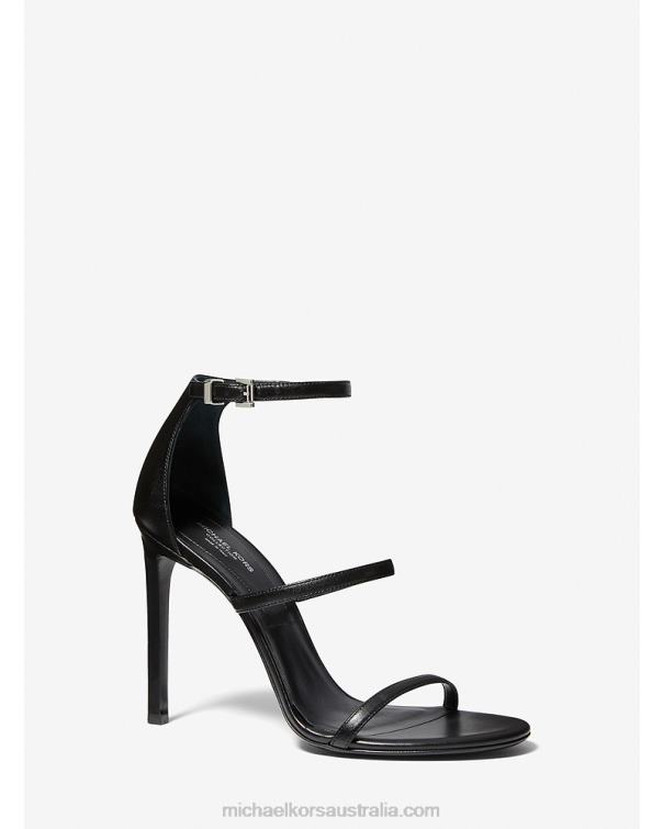 Unisex Black 4T06F3844 Collection Nadege Leather Sandal Michael Kors