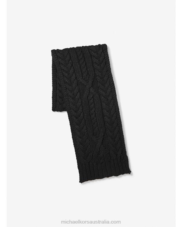 Men Black 4T06F3379 Cable Knit Scarf Michael Kors