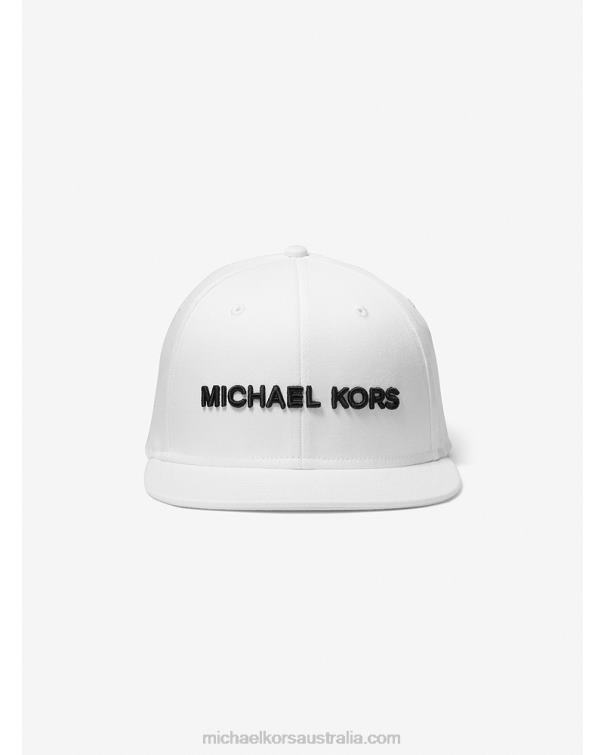Men White 4T06F3373 Embroidered Baseball Hat Michael Kors