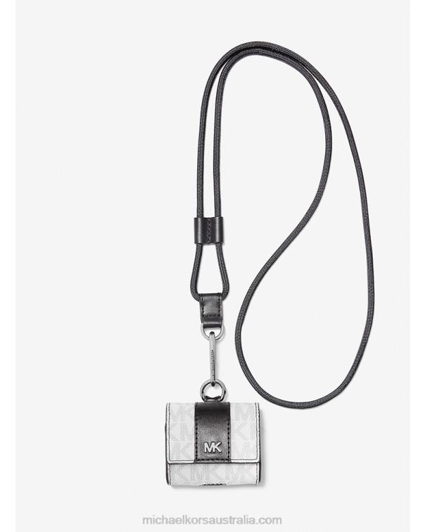 Men Bright Wht 4T06F3353 Hudson Logo Lanyard Case for Apple AirPods Pro Michael Kors