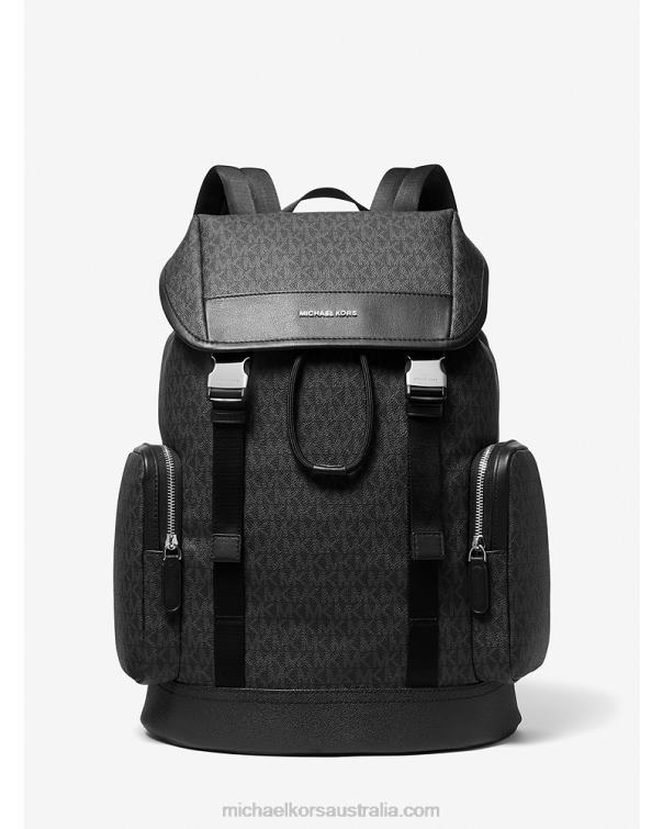 Men Black 4T06F3163 Hudson Logo Backpack Michael Kors