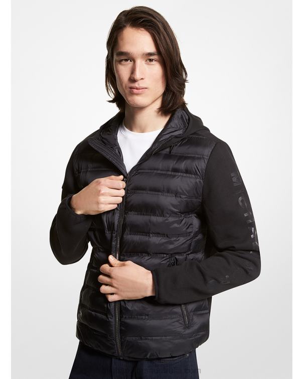 Men Black 4T06F2822 Camouflage Quilted Nylon Hooded Jacket Michael Kors