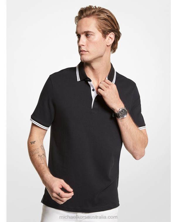 Men Black 4T06F2878 Greenwich Cotton Polo Shirt Michael Kors