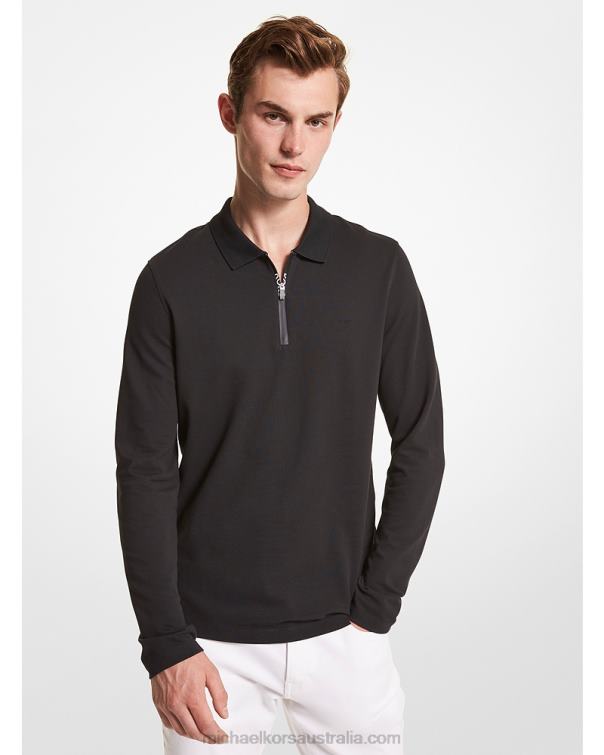 Men Black 4T06F2899 Half-Zip Polo Shirt Michael Kors