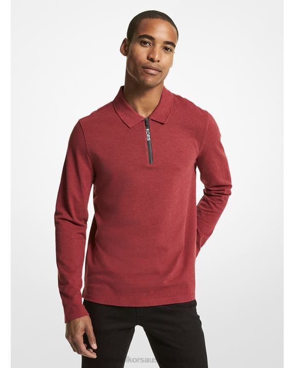 Men Crimson 4T06F2898 Half-Zip Polo Shirt Michael Kors