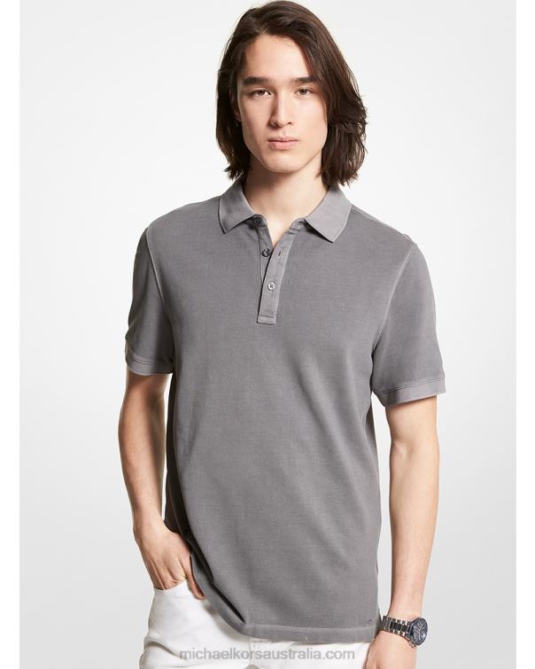 Men Gunmetal 4T06F2913 Cotton Pique Polo Shirt Michael Kors