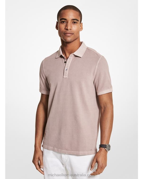 Men Mauve 4T06F2911 Cotton Pique Polo Shirt Michael Kors