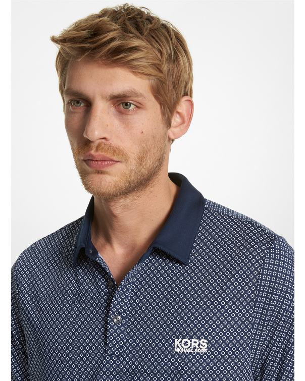 Men Midnight 4T06F2888 Golf Printed Stretch Jersey Polo Shirt Michael Kors