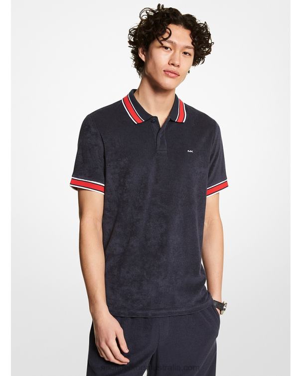 Men Midnight 4T06F2915 French Terry Polo Shirt Michael Kors