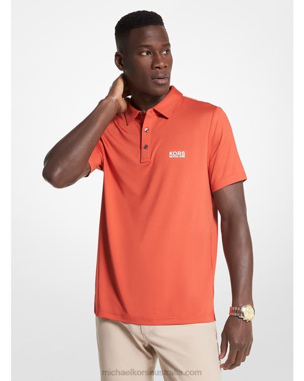 Men Spice Orange 4T06F2890 Golf Logo Stretch Jersey Polo Shirt Michael Kors